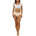 thumbnail image 2 of NOMADIC NOOK Women's Hi-Cut Ribbed High Waist Tummy Control Underwear 2 Packs XL Beige1, 2 of 4