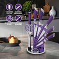 thumbnail image 4 of 9PCS Purple Kitchen Knife Set Stainless Steel Hollow Handle Chef Knives Complete Set, 4 of 10