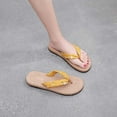 thumbnail image 5 of Nrmvnmi Women's Slippers Open Toe Ethnic Linen Bottom Outside Flat Slippers Summer Comfortable Shoe Yellow Mothers Day Gifts, 5 of 8
