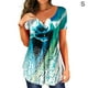 thumbnail image 1 of Camiseta Mujer Blusa Casual Cuello En V Manga Corta Botón Top, Azul Verde, S Methold AP001374-21, 1 of 5