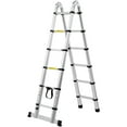 thumbnail image 1 of KFFKFF Extendable Ladder, Aluminum A-Frame 12.5FT, Lightweight with Multiple Retraction Buttons, Foldable Ladder, Supports 375 LBS, Includes Stability Bar, Versatile for RV and Camper, 1 of 9
