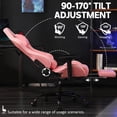 thumbnail image 2 of Pink Gaming Chair, Ergonomic Office Chair with Adjustable Backrest, Armrests and Footrest, PU Leather Desk Chair with 4.3" Seat Cushion for Adults, Teens, Boys and Girls, 2 of 7