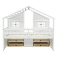 thumbnail image 5 of Full Size House Loft Bed with Roof, Windows and 4 Storage Drawers,Pine Wooden House Bed Frame with Safety Guardrails and Ladder for Bedroom, White, 5 of 9