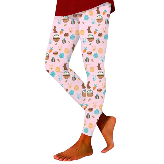 Shadoumai Easter High-Waisted Yoga Pants for Women Cute Rabbit Leggings Long Leggings for Sport Running