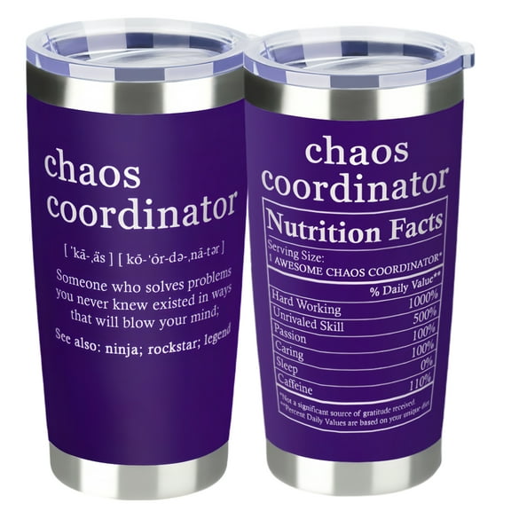 Swig Tumbler-Thank You Gifts for Women - Chaos Coordinator 20 oz Stainless Steel Insulated Coffee Tumbler with Lid - Teachers Day Birthday Appreciation Gifts for Coworkers Boss Lady Employee Teachers