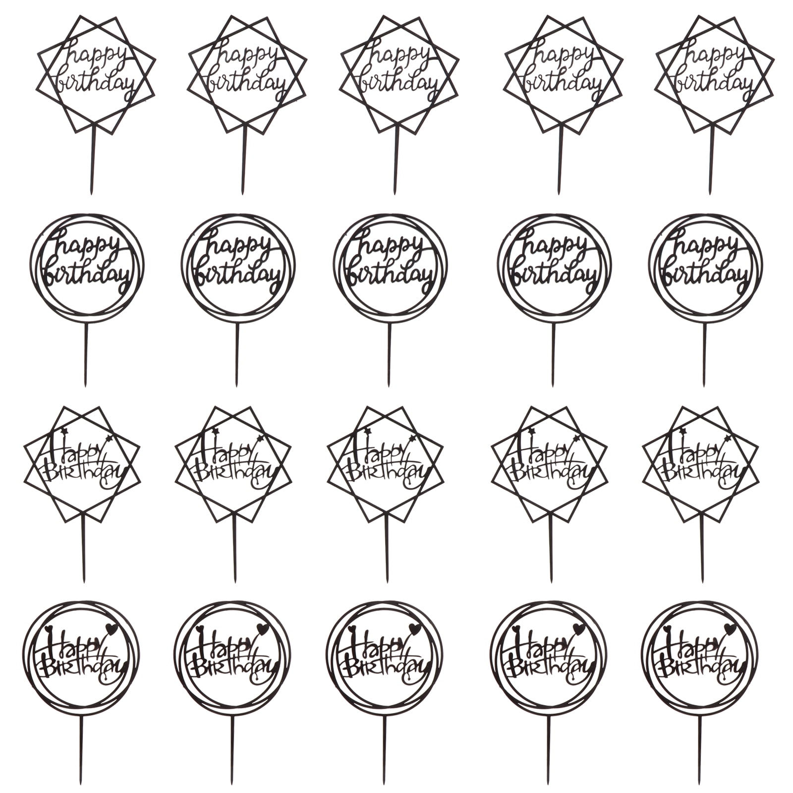Birthday Cake Picks Cupcake Topper Baby Shower Glitter Toppers Decor