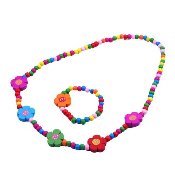 Bracelets for Women 2Pcs/Set Little Girls Jewelry Set Wooden Stretch Necklace Bracelet Play Jewelry Gifts for Kids Fashion Bracelets Wood Pink