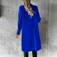 thumbnail image 3 of Wool Trench Coat for Women Trendy Winter Overcoat Double Breasted Notched Collar Pea Coat Warm Jackets (S, Blue), 3 of 6