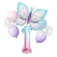 thumbnail image 3 of Decoración de fiesta de cumpleaños con mariposas, vajilla, platos de papel, vasos, fondo de mariposa morado y rosa, pancarta, regalos para bebés y niños, 3 of 5