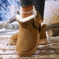 thumbnail image 4 of Cadancy Women's Ankle Boots Winter Suede Thick Sole Winter Fluffy Fleece Lining Short Booties Side Cute Bowknot Trendy Snow Shoes Slip On Outdoor Footwear, 4 of 8