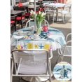 thumbnail image 5 of Outdoor Tablecloth with Umbrella Hole for Patio/Picnic/Party/Camping, Sea Turtle Coastal Waterproof Table Cloth Round Cover Washable, Floral Starfish Blue Vintage Wooden (Dia 54"), 5 of 8