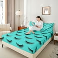 thumbnail image 4 of Castle Fairy Elegant Eyelash 4 Pieces Queen Sheet Sets for Adults Female Women,Black Teal Ultra Soft Flat Sheet,Bling Makeup Queen Fitted Sheet,Lightweight Room Decor, 4 of 7