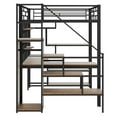 thumbnail image 5 of MODERNLUXE Metal Full Size Loft Bed with Desk and Shelves, Storage Bookcase and Open Wardrobe, Black, 5 of 15