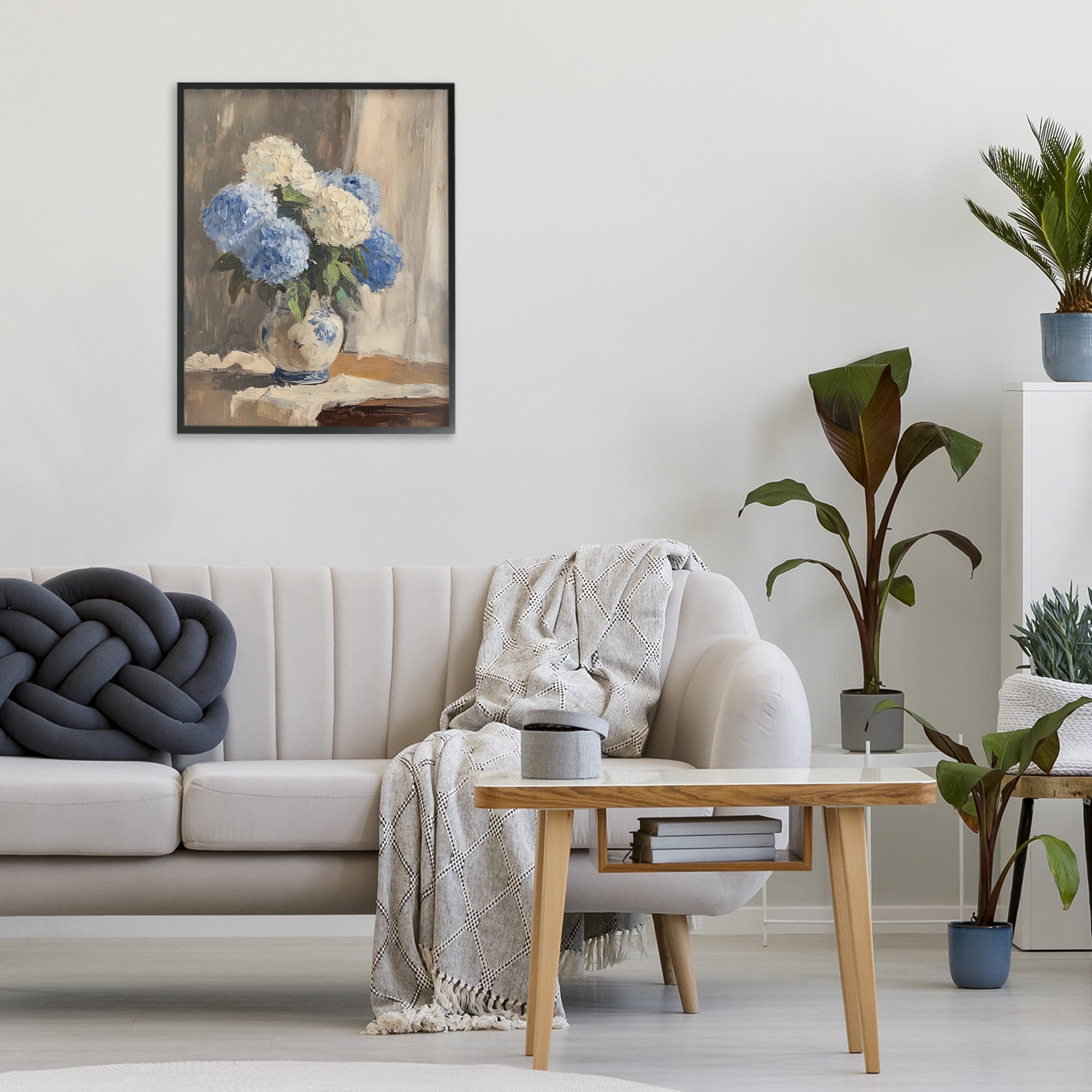 Stupell Industries Vintage Hydrangea in Ceramic Vase Black Framed Giclee Art, design by LSR Design Studio