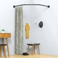thumbnail image 6 of curved shower curtain rod middle 35.4", both sides 27", 304 stainless steel adjustable showe rod, corner shower curtain rod for bathroom cloakroom with 12 hooks - black, 6 of 14