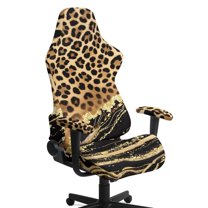 Xoenoiee Leopard Marble Pattern Game Chair Cover with 1 Pair Armrest Cover, Anti-Scratch Protection Rotating Chair Slipcovers, Stretchy Covers for Racing Gaming Chair