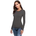 thumbnail image 1 of Women Long Sleeve Crew Neck/Scoop Neck Rayon Slim Fit Stretchy Layer T Shirts Tops, 1 of 4