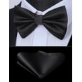 thumbnail image 5 of Bow Ties for Men Solid Color Pre-Tie Bow Tie and Pocket Square Set Classic Formal Tuxedo Bowties, 5 of 7