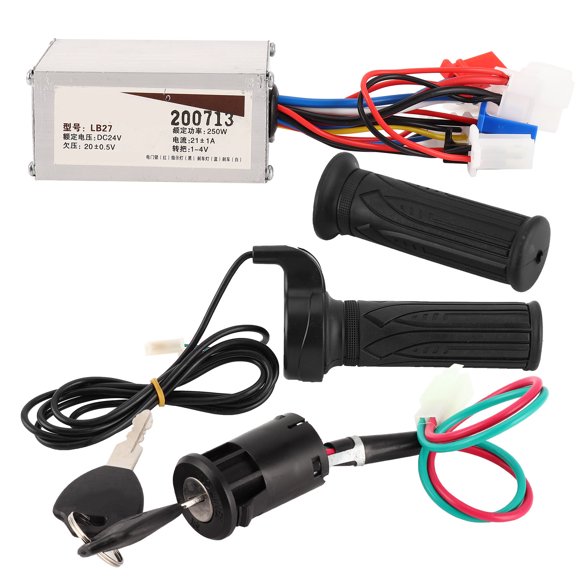 LHCER Ensemble de Contrôleur de Vitesse pour Trottinette Électrique 24V 250W avec Verrou de Poignée d'Accélérateur, Contrôleur de Vitesse pour Trottinette