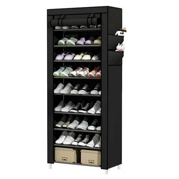 Gabinete para zapatos de 10 capas zapatero de metal con cubiertas para dormitorio de estudiantes en casa