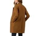 thumbnail image 4 of Allegra K Women's Double Breasted Lapel Raglan Long Sleeve Mid Length Overcoat L Brown, 4 of 9