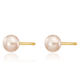 thumbnail image 5 of 14K Solid Yellow Gold 4mm Purple Freshwater Cultured Button Pearl Stud Earrings, 5 of 10
