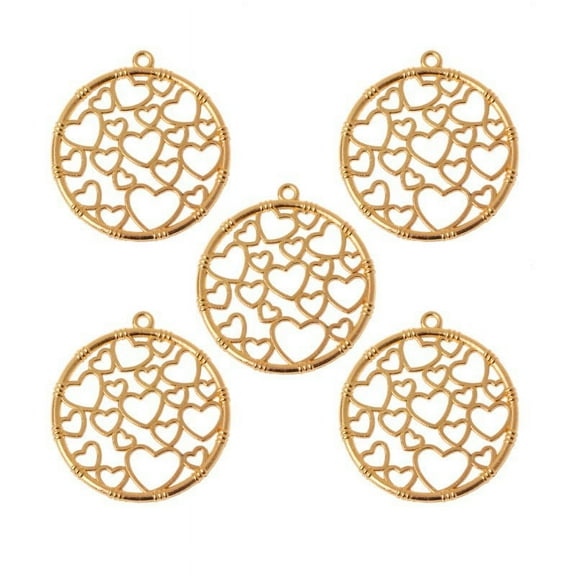 XISAOK 5 Pcs Round Heart Metal Frame Blank Bezel Setting for DIY Resin Jewelry Making