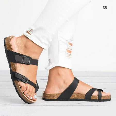 

Women Beach Sandals Open Toes Breathable Wear-resistant Flat Shoes for Summer 35