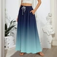 thumbnail image 2 of WTOBBY Women's Gradient Print Flowy Flared Maxi Skirt with Ruffle Hem, A-Line Elastic Waist Elegant Tiered Layered Bohemian Long Skirt for Casual Summer Outfits and Beach Events,Royal Blue M, 2 of 5