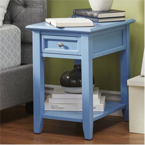 Chelsea Lane Nightstand End Table with Drawer Power Outlet, Heritage