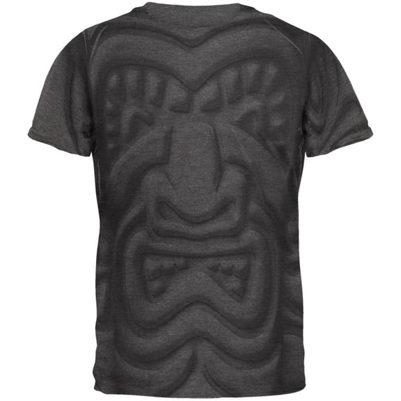 Tiki God Black Face Luau Mens Soft T Shirt Charcoal Heather 2XL