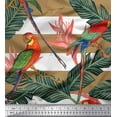 thumbnail image 1 of Soimoi Rayon Fabric Tropical Leaves,Stripe & Parrot Bird Print Fabric by the Yard 56 Inch Wide, 1 of 1