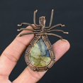 thumbnail image 2 of Natural Labradorite Gemstone Handmade Copper Wire Wrap Spider Pendant 2.56", 2 of 4