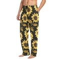thumbnail image 2 of FORMRS Mens Pajama Pants with Pockets Sleepwear Lounge Bottoms Sizes S-2XL, Black Sunflower Pattern, 2 of 7
