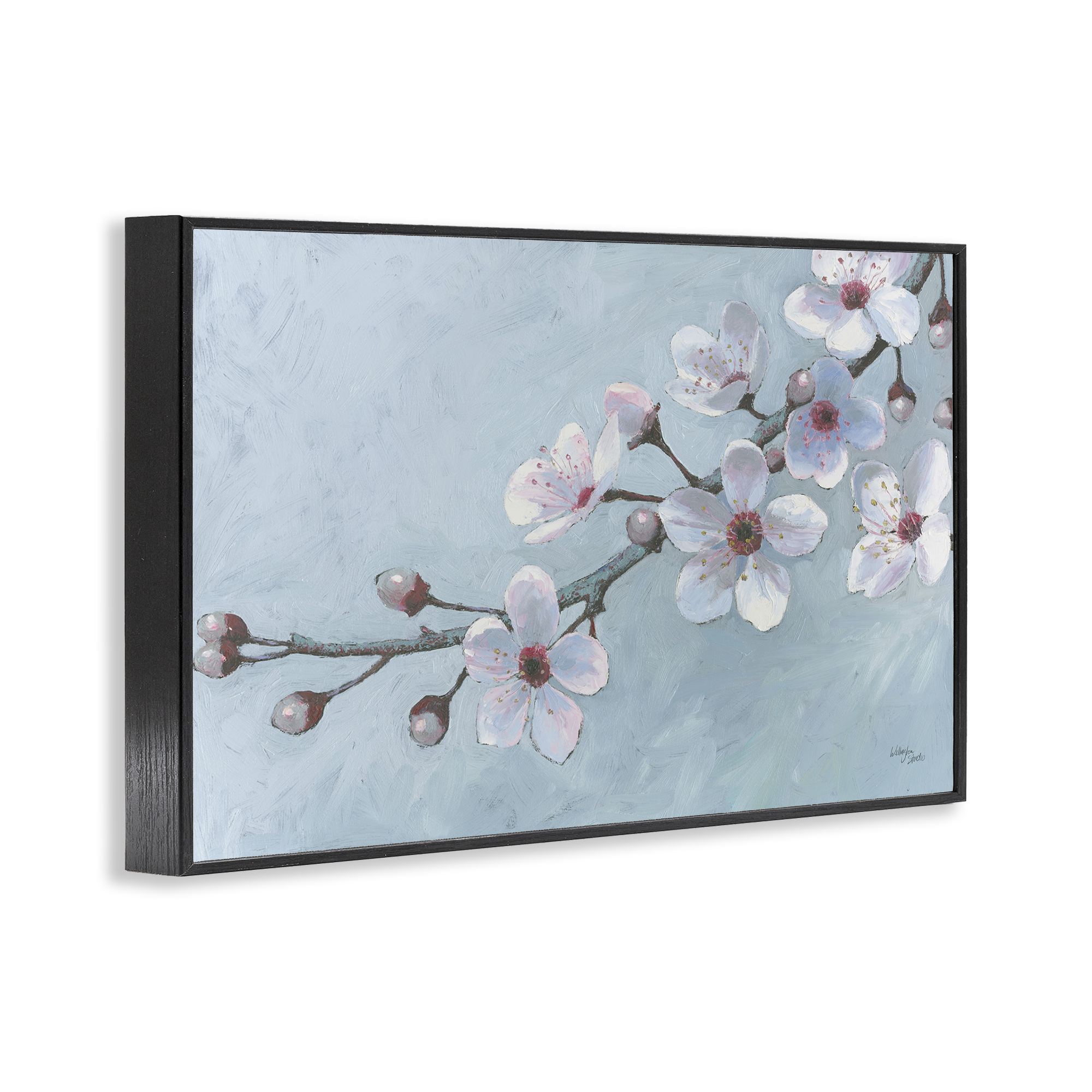 Stupell Industries Branch of Blossoms Botanical & Floral Painting Black Framed Art Print Wall Art, 30 x 20