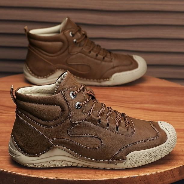 Zapatos altos de otono e invierno para hombre zapatos de algodon calidos con forro polar transpirable zapatos de cuero de talla grande Bodega Aurrera en linea