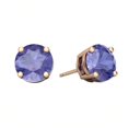 thumbnail image 2 of Bonjour Jewelers 18k Rose Gold 2 Pair Created Tanzanite 6mm Round & Princess Cut Stud Earrings Plated, 2 of 3