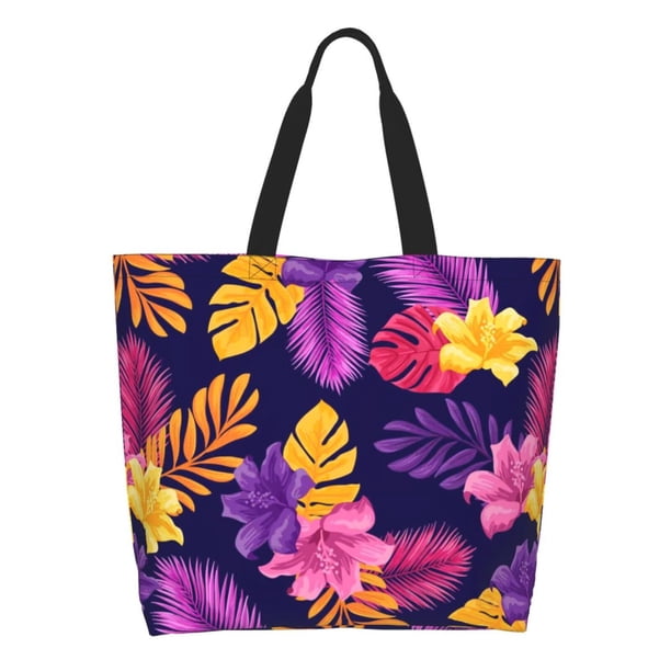 Balery Purple Flower Bolsa Tote Estilo Estético con Cremalleras, Bolsa de Hombro, Bolsa de Compras Grande y Plegable