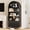 Black, variant on 71" Tall Arched Bookshelf, 5 Tier Modern Farmhouse Bookcase with Sliding Doors & Adjustable Shelves, Wood Display Cabinet, White