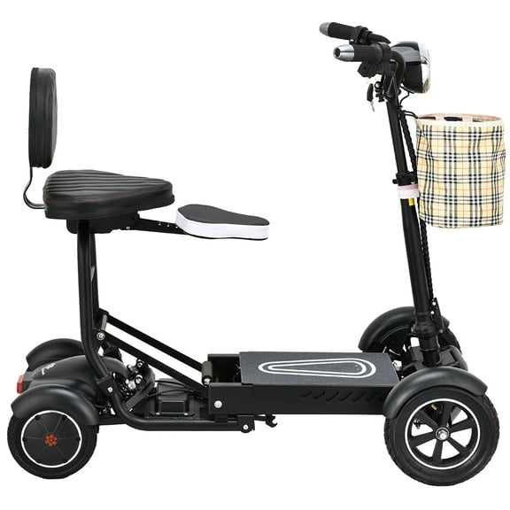 Bangeran 4 Wheels Motorized Foldable Electric Scooter, 72 lbs Lightweight Inclduing Battety, Rides Up to 12 Miles - Matte Black