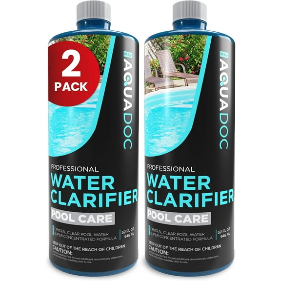 Pool Clarifier Liquid for Cloudy Water Treatment - Swimming Pool Water Clarifier to Support Water Clarity in Inground and Above Ground Pools - AquaDoc - 32oz 2 Pack