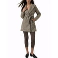thumbnail image 2 of Abrigo de invierno con cinturón y cuello de chal de cuadros para mujer INSPIRE CHIC XL marrón houndstooth, 2 of 6