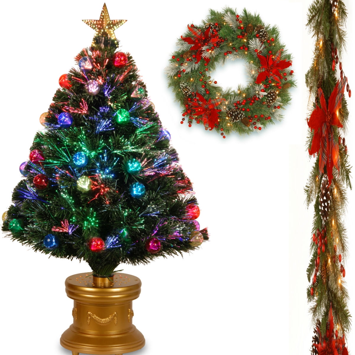 36" Fiber Optic Fireworks Tree and with 9'x12" Decorative Collection