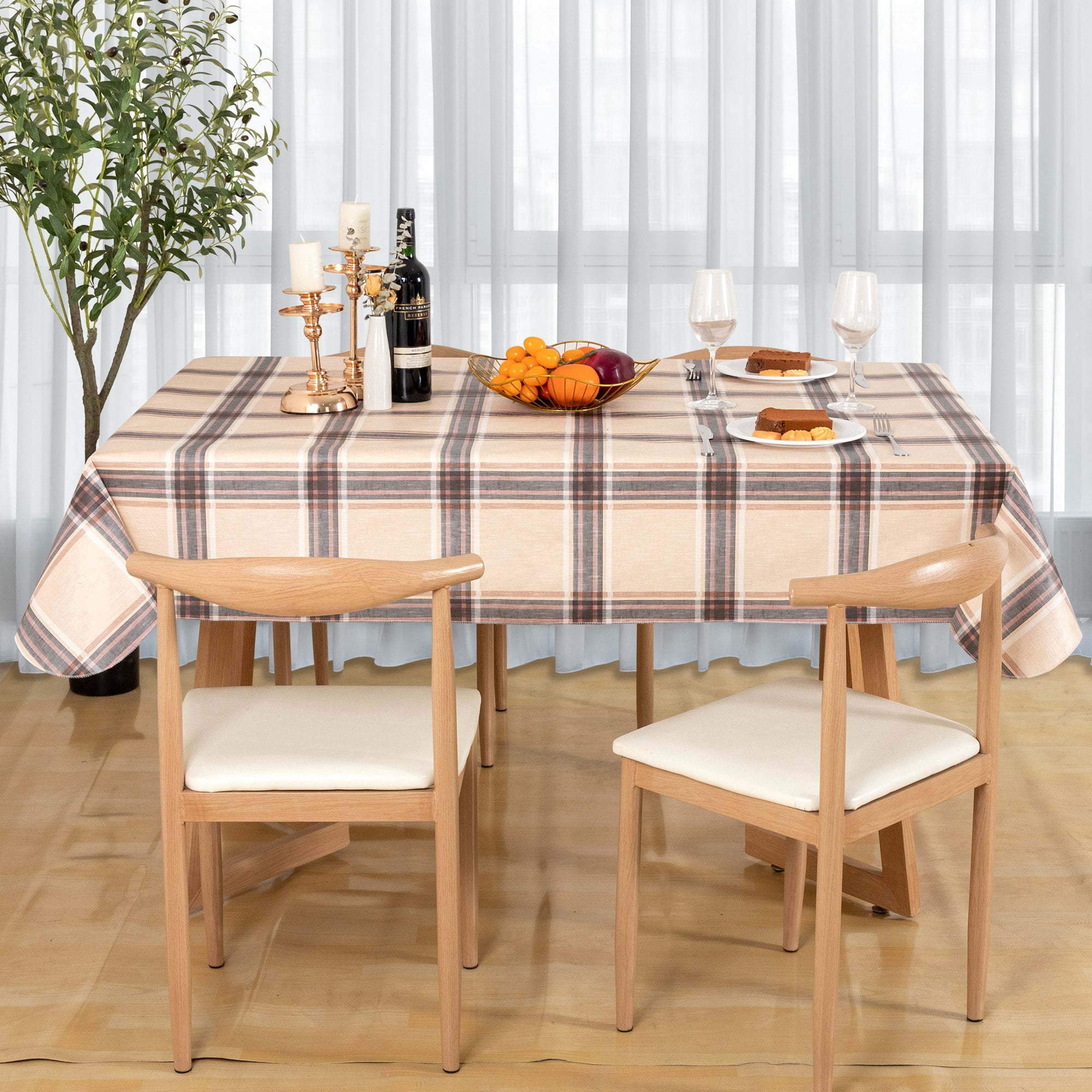 RAY STAR Christmas Rectangle Tablecloth 52x70 inch Waterproof Holiday Decoration Tablecloth Xmas Plastic SpillProof Table Cover