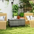 thumbnail image 2 of Outsunny Rattan Coffee Table with Tempered Glass Top Garden Patio, Grey, 2 of 10