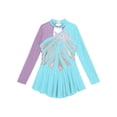 thumbnail image 4 of renvena Kids Girls Shiny Metallic Figure Ice Skating Dress Sequin Floral Print Long Sleeve Ballet Gymnastic Dancewear, 4 of 7