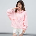 thumbnail image 6 of Waterproof Simplicity Thin Sun-Protective Loose Women's Coat Windbreaker Leisure Hooded Outwear Sunscreen Clothing Summer Long Sleeved Jacket WHITE L, 6 of 8