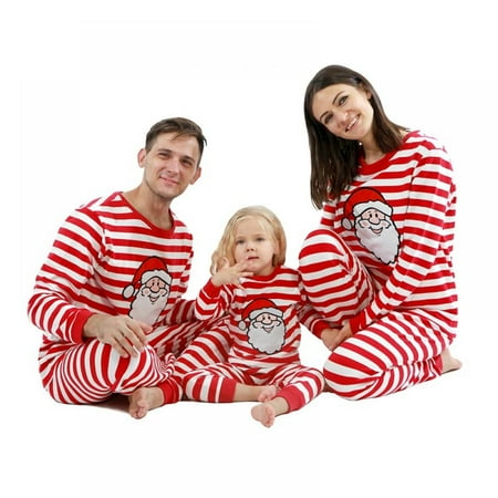 

Promotion EleaEleanor Christmas Outfit Children Dad and Mom Red White Striped Plaid Set Cotton Long Sleeve Tee and Pants Two-piece Fall Winter Family Pajamas Clothes