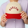 thumbnail image 4 of MOTHER Retro Style Reversed Hat, Two-Tone Trucker Cap with Red Embroidery, Fun and Quirky Snapback for Fashion-Forward Moms, Comfortable and Adjustable, Ideal for Casual Outfits or Photoshoots, 4 of 5