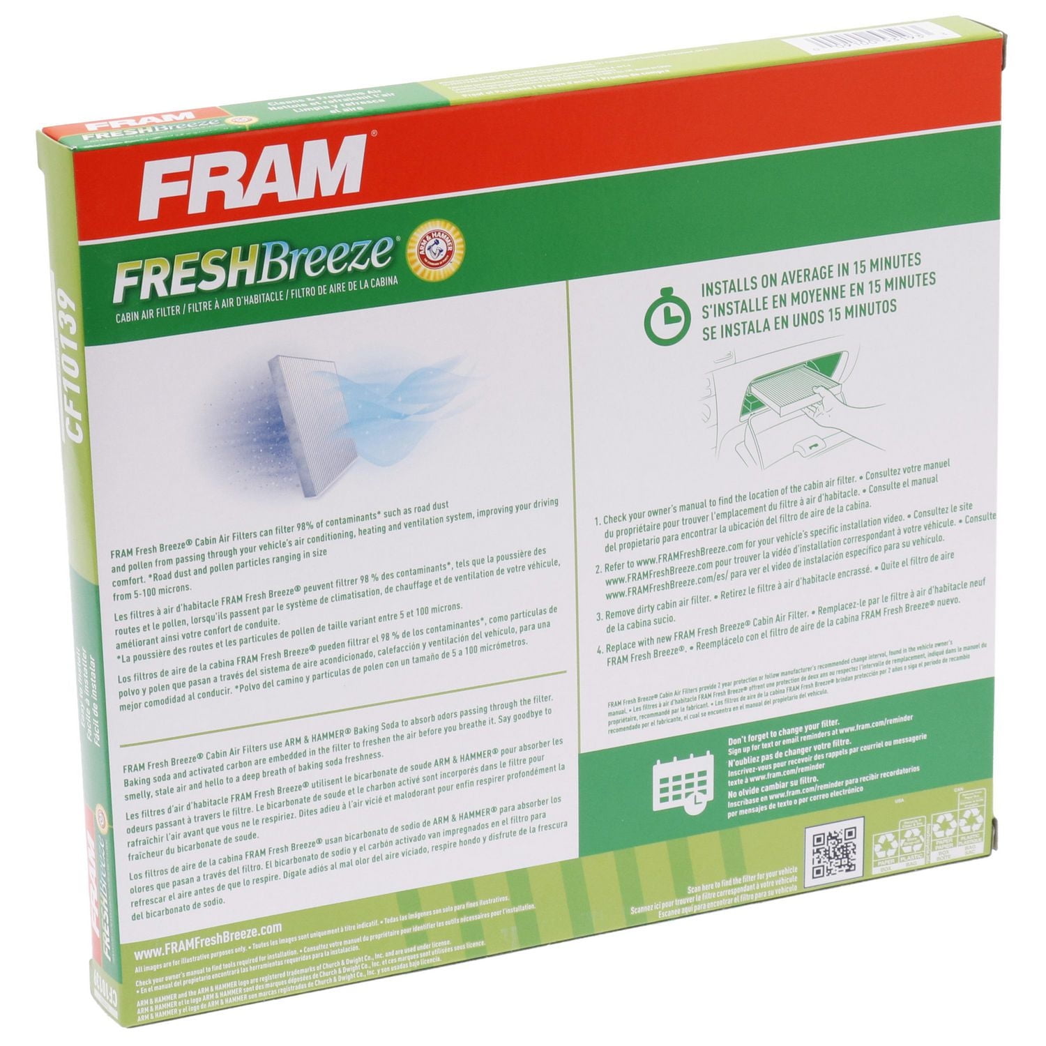 Filtre à air d’habitacle CF10139 Fresh Breeze de FRAM